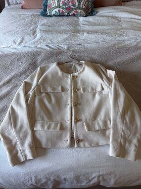 a new day Cream Textured Button-Front Blazer with Gold Buttons
